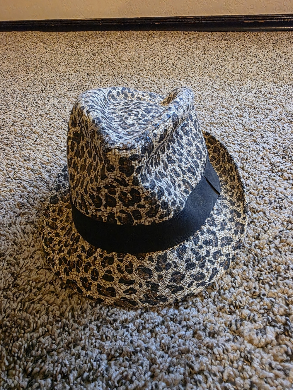 Leopard Print Fedora Hat with Black Band - Women's Accessory